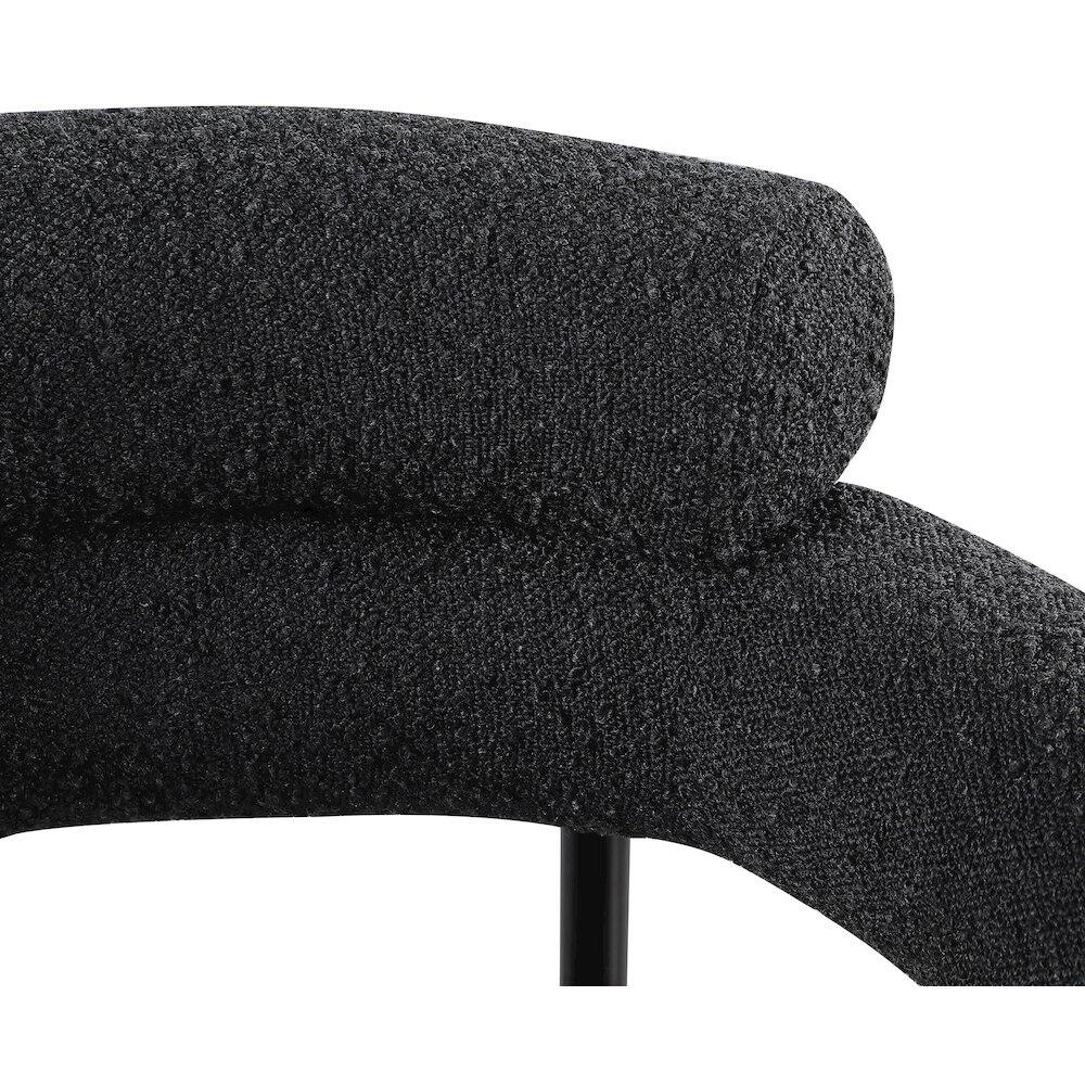 Alt View 4. Meridian Furniture - Blake Black Boucle Fabric Dining Chair, Set of 2 - Black.