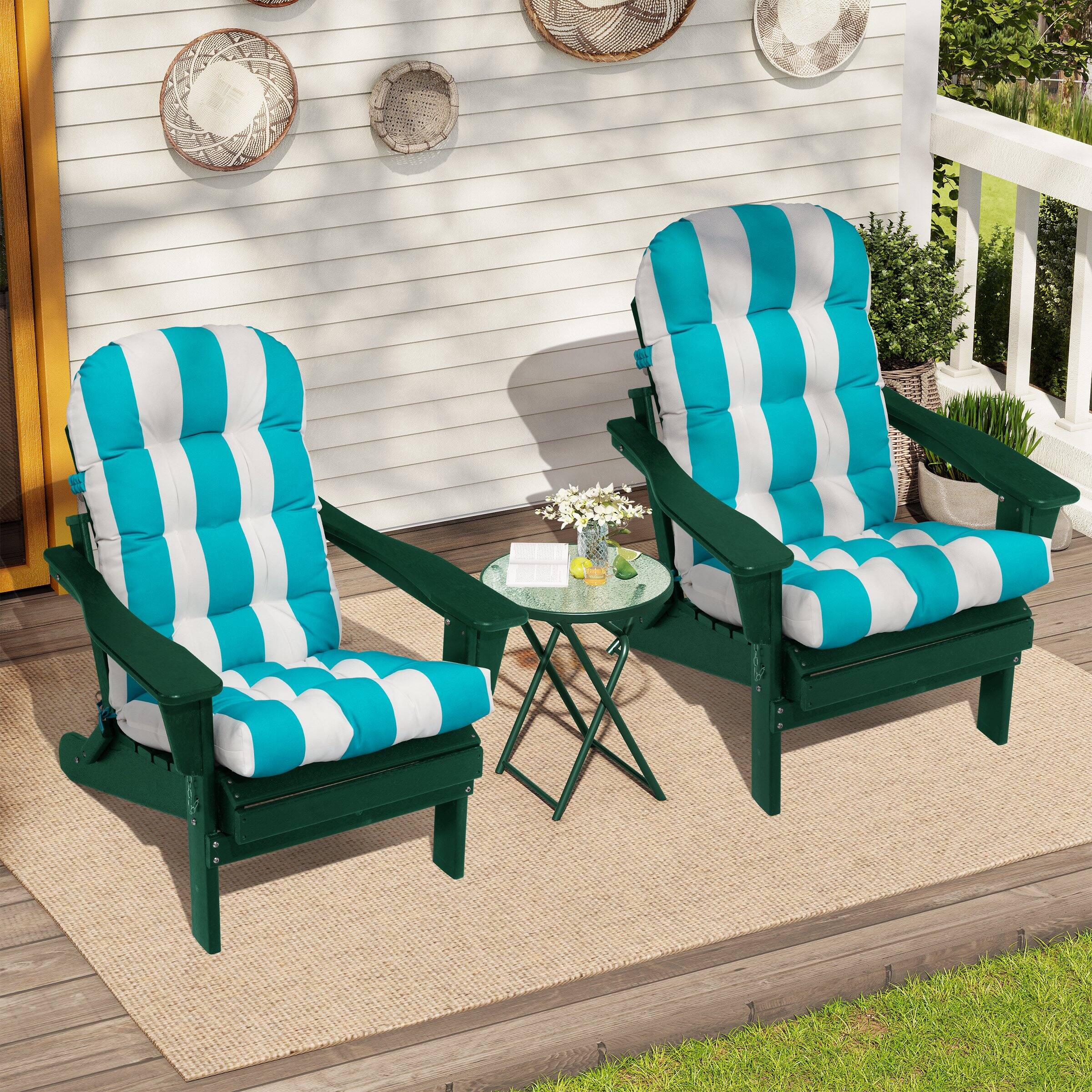 Alt View 5. Crestlive Products - Crestlive Products Outdoor High Back Adirondack Rocking Chair Cushions Set of 2 - Blue white.