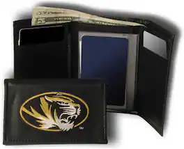 Rico Industries - Missouri Tigers Embroidered Black Leather Trifold Wallet - Multi