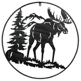Chesapeake Bay - 24 Inch Laser Cut Metal Moose Wall Art Rustic Silver Accent Cabin Lodge Decor - Black