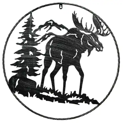 Front. Chesapeake Bay - 24 Inch Laser Cut Metal Moose Wall Art Rustic Silver Accent Cabin Lodge Decor - Black.