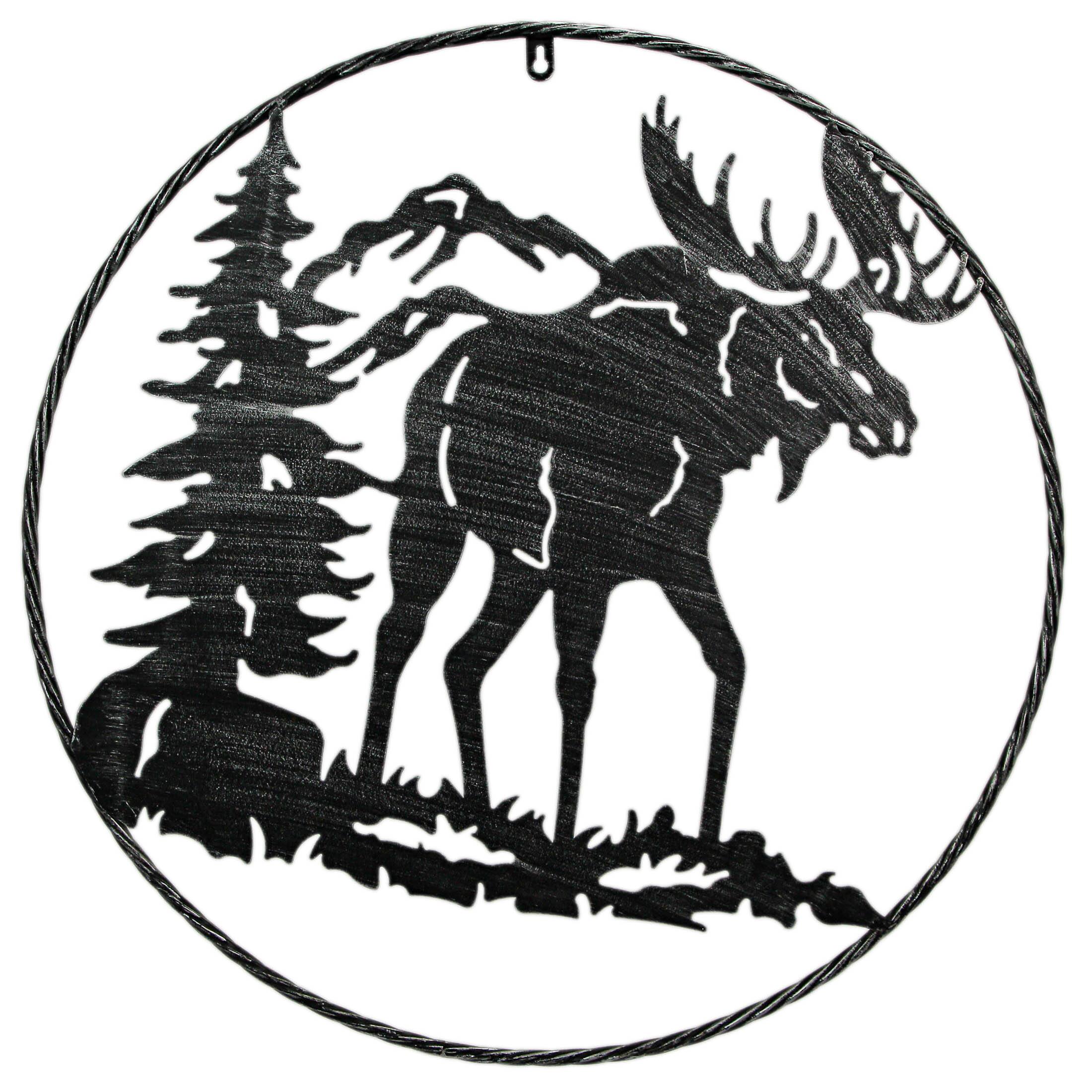 Front. Chesapeake Bay - 24 Inch Laser Cut Metal Moose Wall Art Rustic Silver Accent Cabin Lodge Decor - Black.