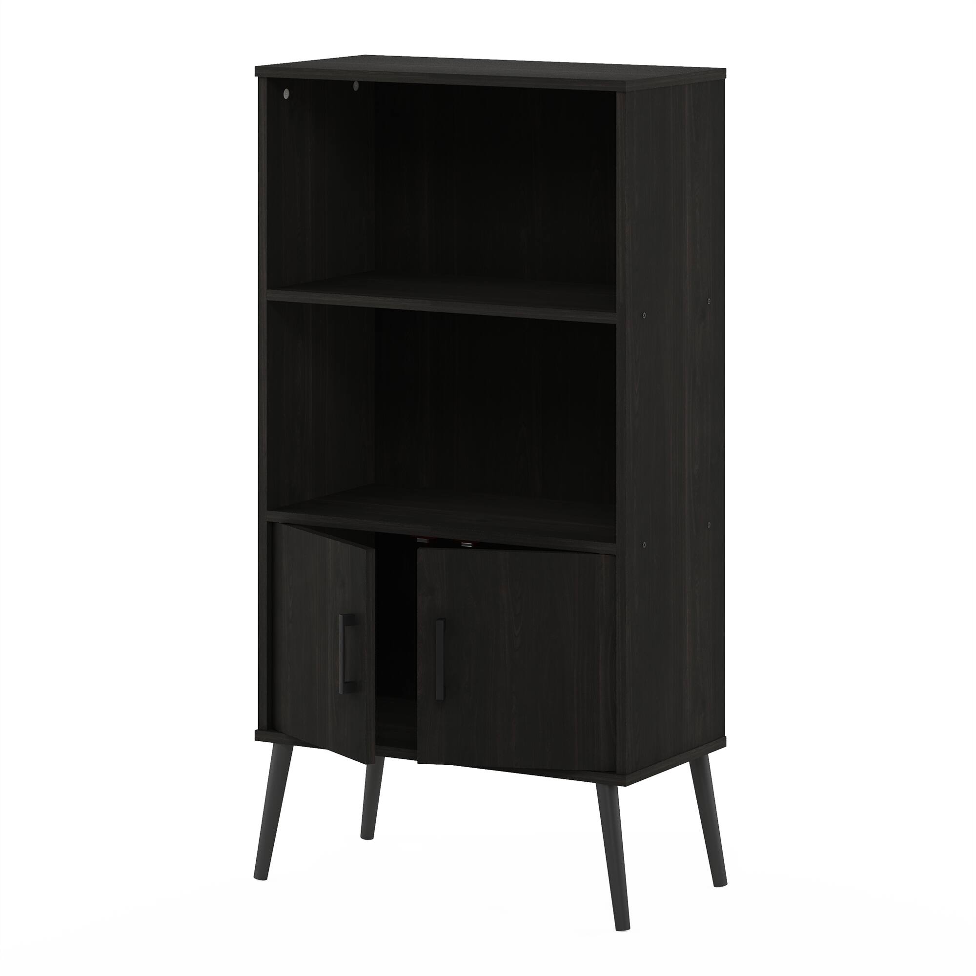 Alt View 3. Furinno - Furinno Claude Mid Century Style Accent Cabinet with Wood Legs, Espresso - Espresso.