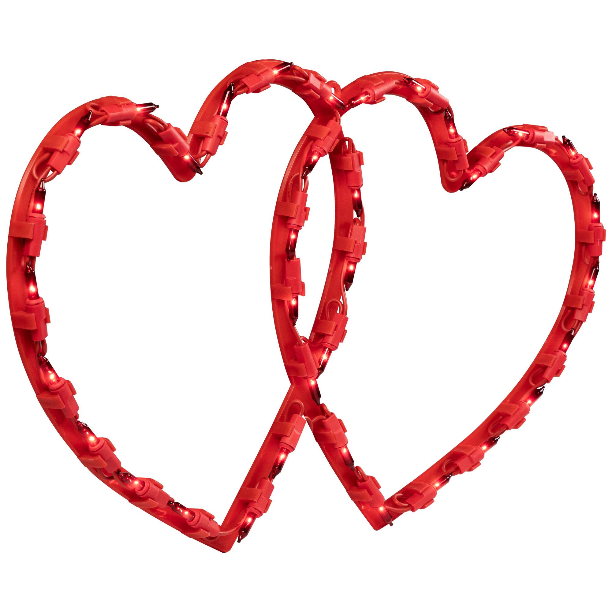 Alt View 3. Northlight - Lighted Double Heart Valentine's Day Window Silhouette - 17" - Red - Red.