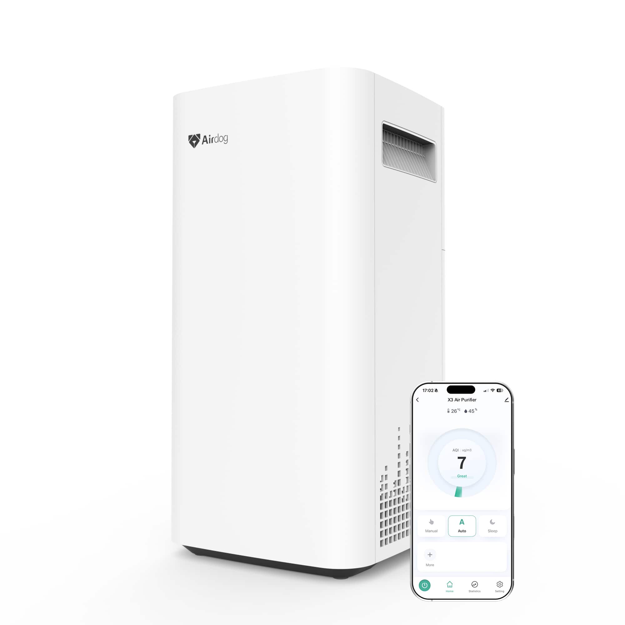 Airdog - X3 Air Purifier for Home Bedroom with Washable Filter - TPA Technology - Up to 20X More Effective than HEPA - White