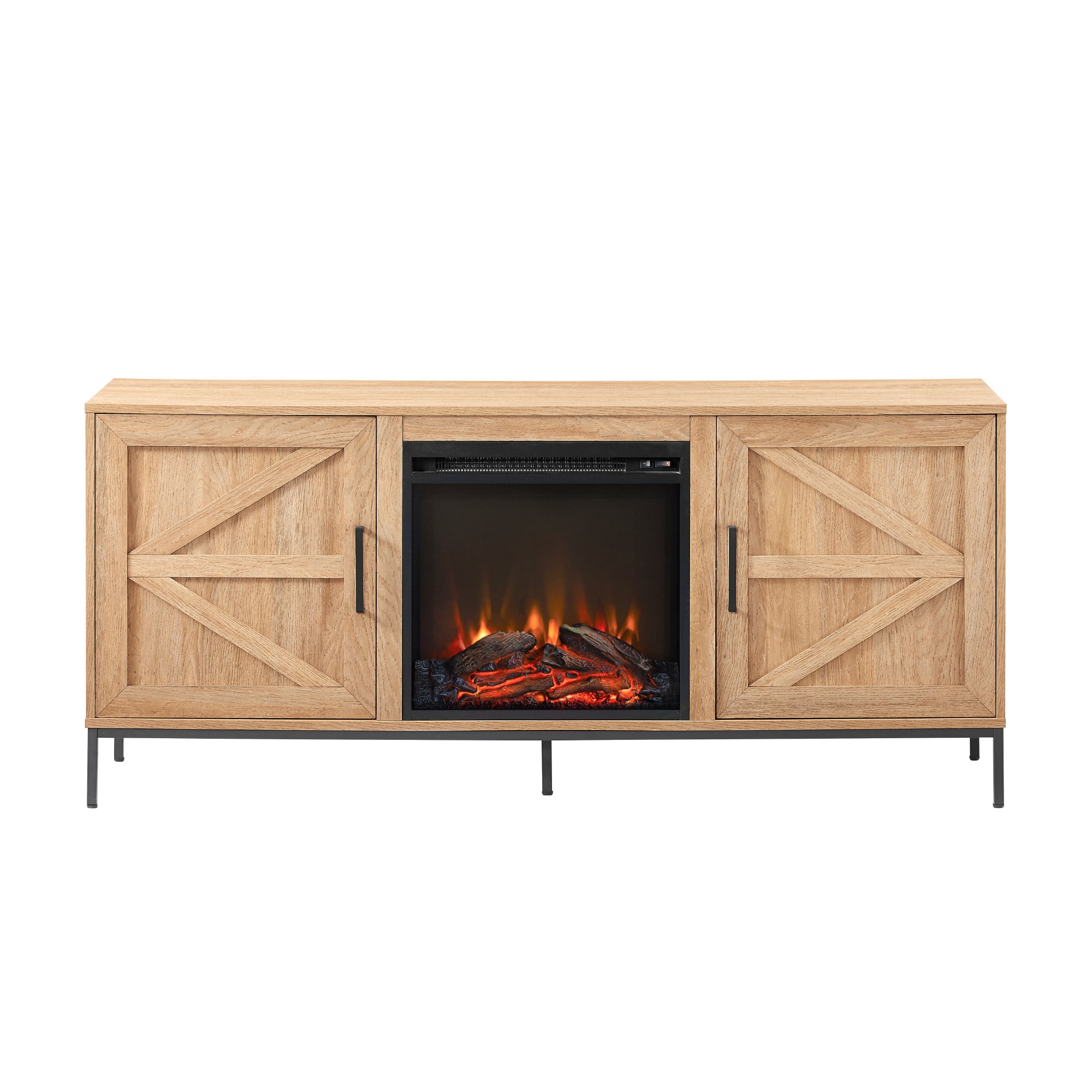 Walker Edison – Modern Farmhouse Barn Door Fireplace TV Stand for Most TVs up to 65” – Coastal Oak Sansujyuku sansujyuku.com