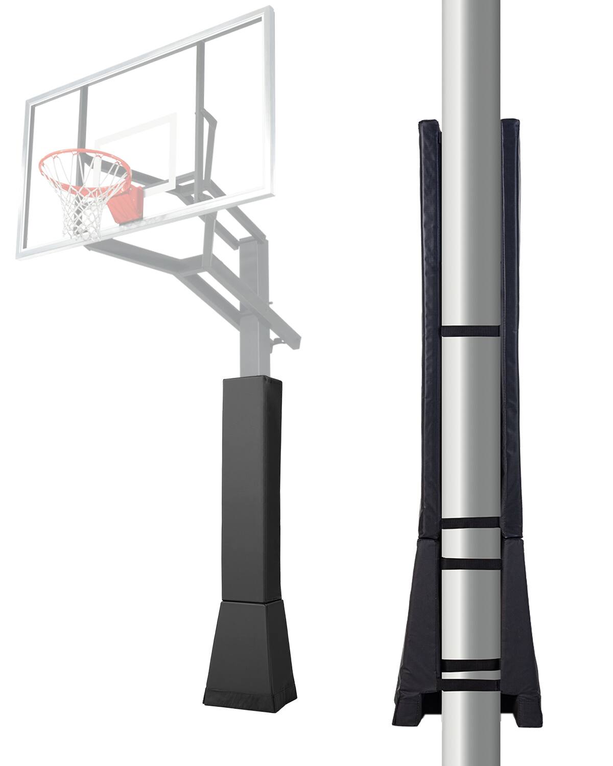 Front. VEVOR - Basketball Pole Pad, 64" Tall and 2" Thick Heavy Duty Wrap Around Pole Padding, Fits 6x6 - 7x7 inch Diameter Square Pole - Black.