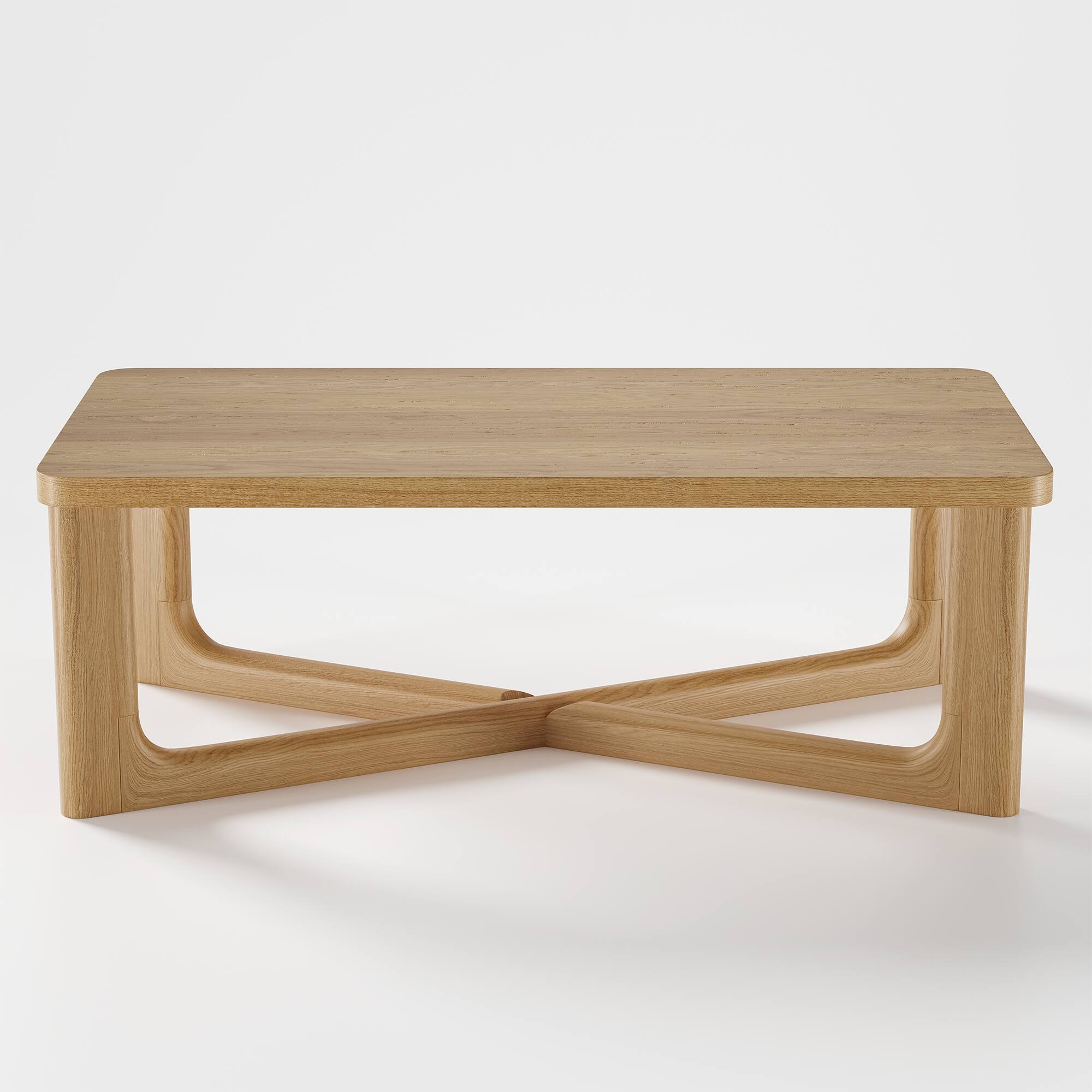 Angle. PexFix - 50 in. Solid Wood Coffee Table with Cross-Base, Living Room Centerpiece, Sturdy & Safe for Families - Natural.
