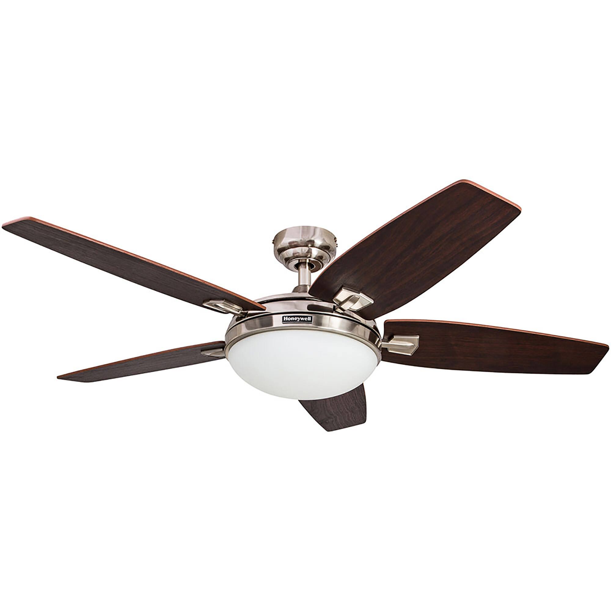 Front. Honeywell - Honeywell Carmel Ceiling Fan, Quiet Motor & Remote Control, 48", Brushed Nickel - Brushed Nickel.