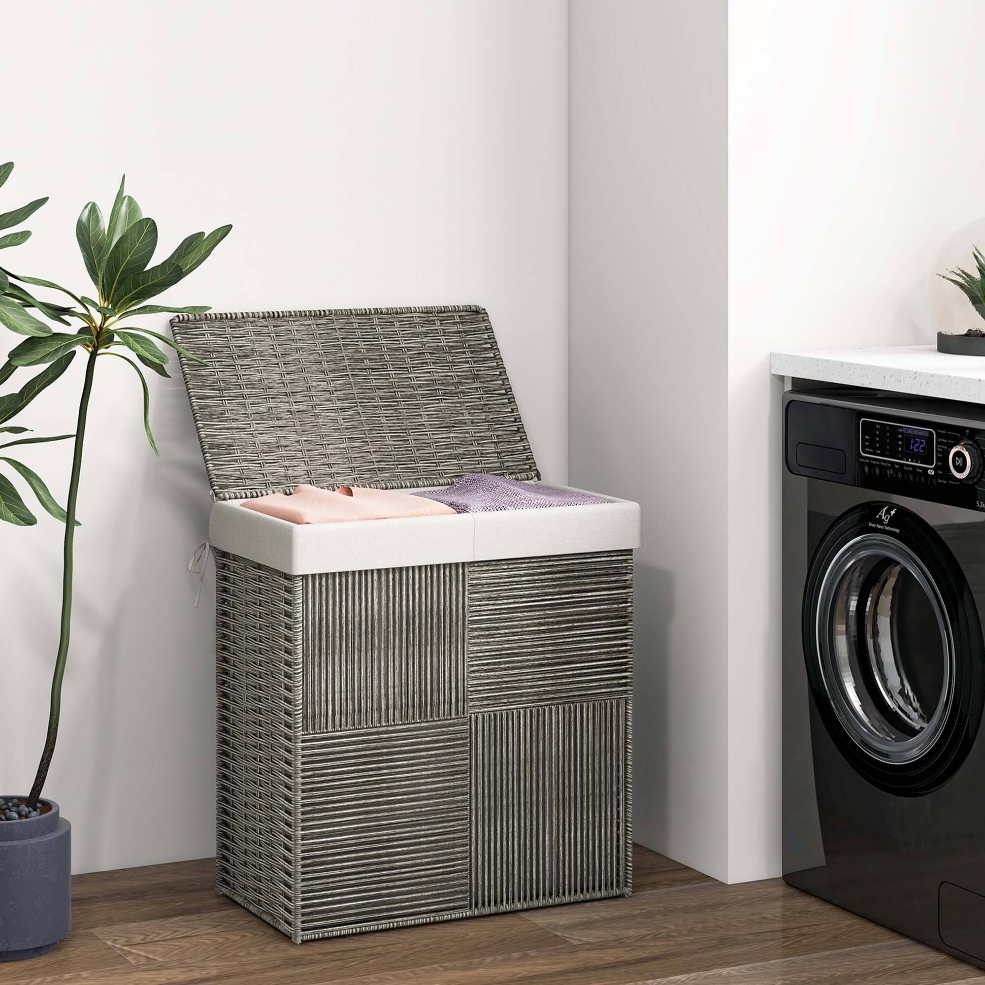 Best Buy Costway Handwoven Rattan Laundry Hamper with Lid Removable