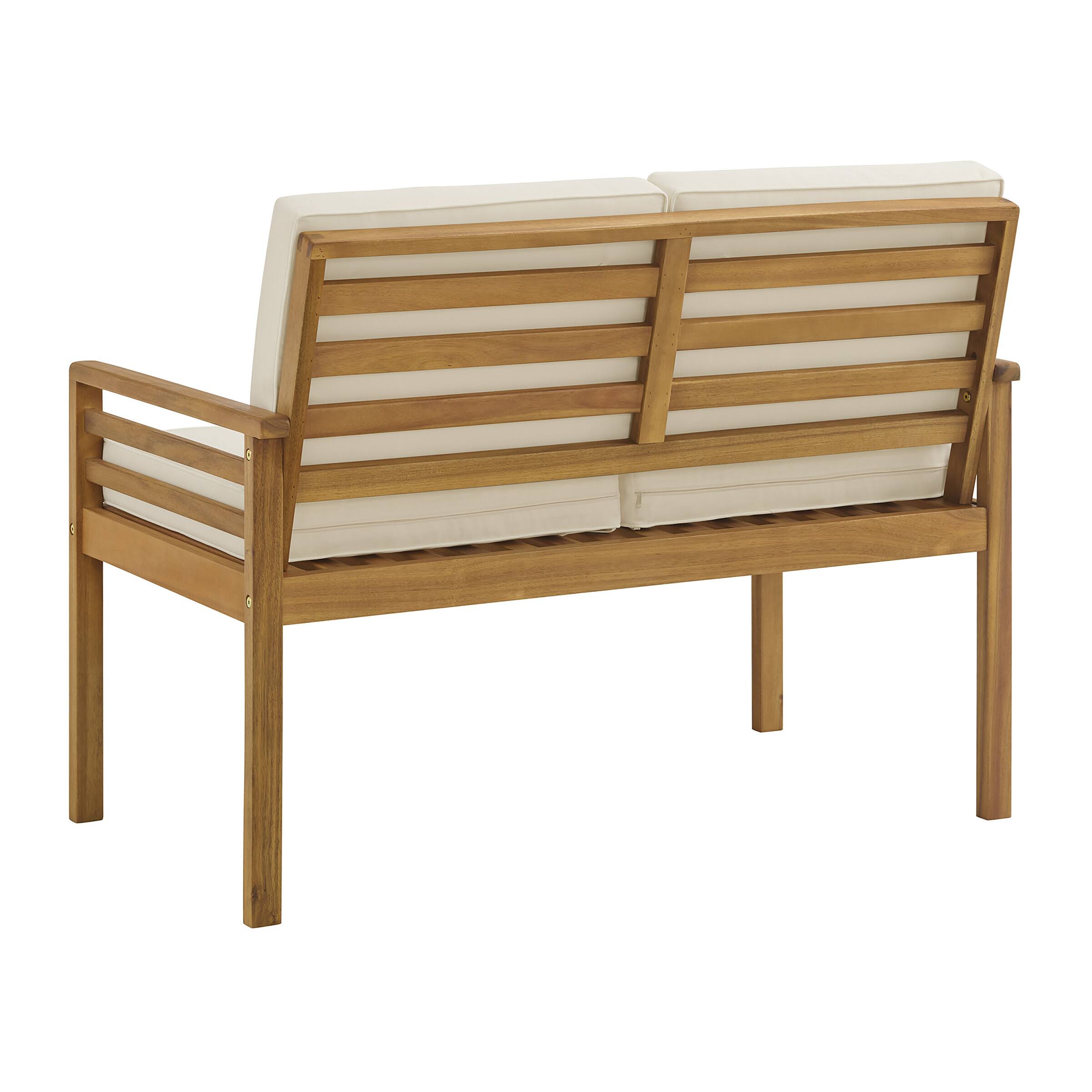 Back. Alaterre Furniture - Okemo Acacia Wood Outdoor Couch - Wood with Cream.