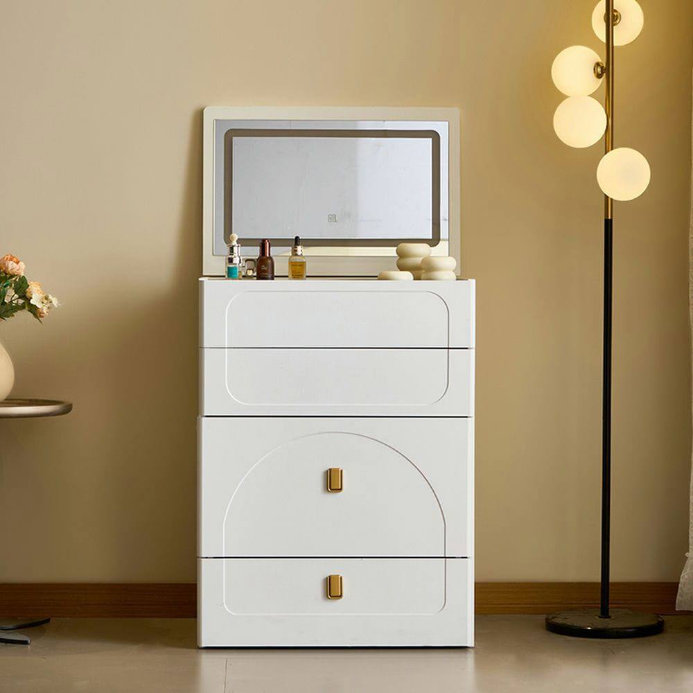 Alt View 6. Kadyn - Convertible Vanity Table with Mirror, 3 Drawers and Cushioned Stool - White - White.