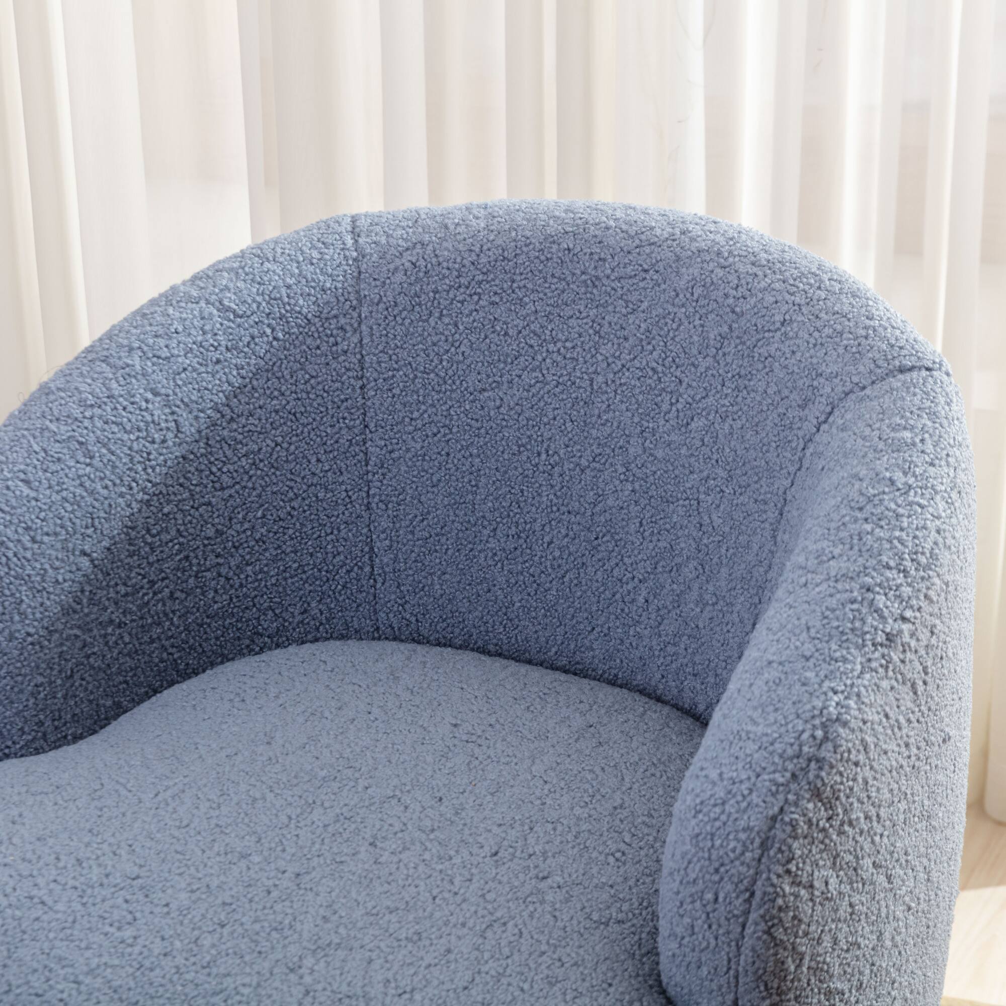 Back. GOODSILO - Plush Swivel Accent Armchair with Ergonomic Design and 360-Degree Rotation for Modern Interiors - Light Blue.