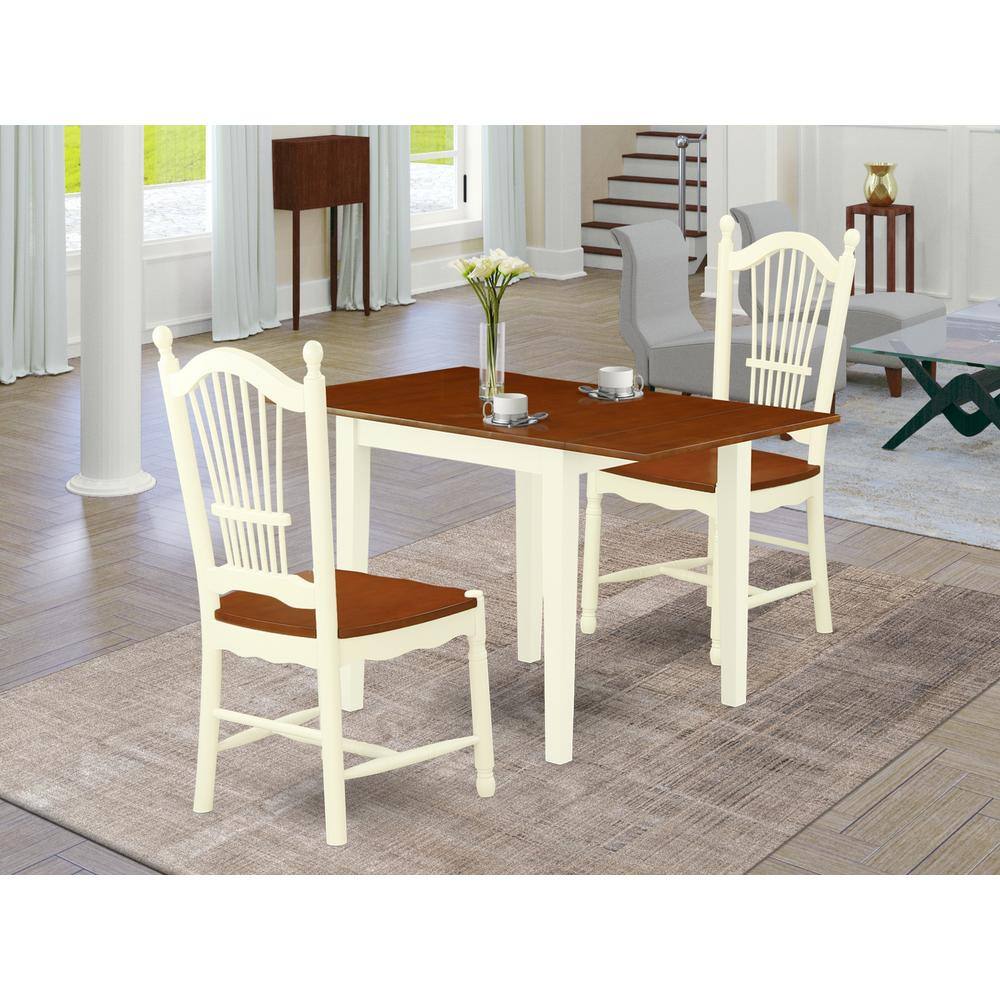 Left. East West Furniture - Dining Room Set Buttermilk & Cherry - Brown.