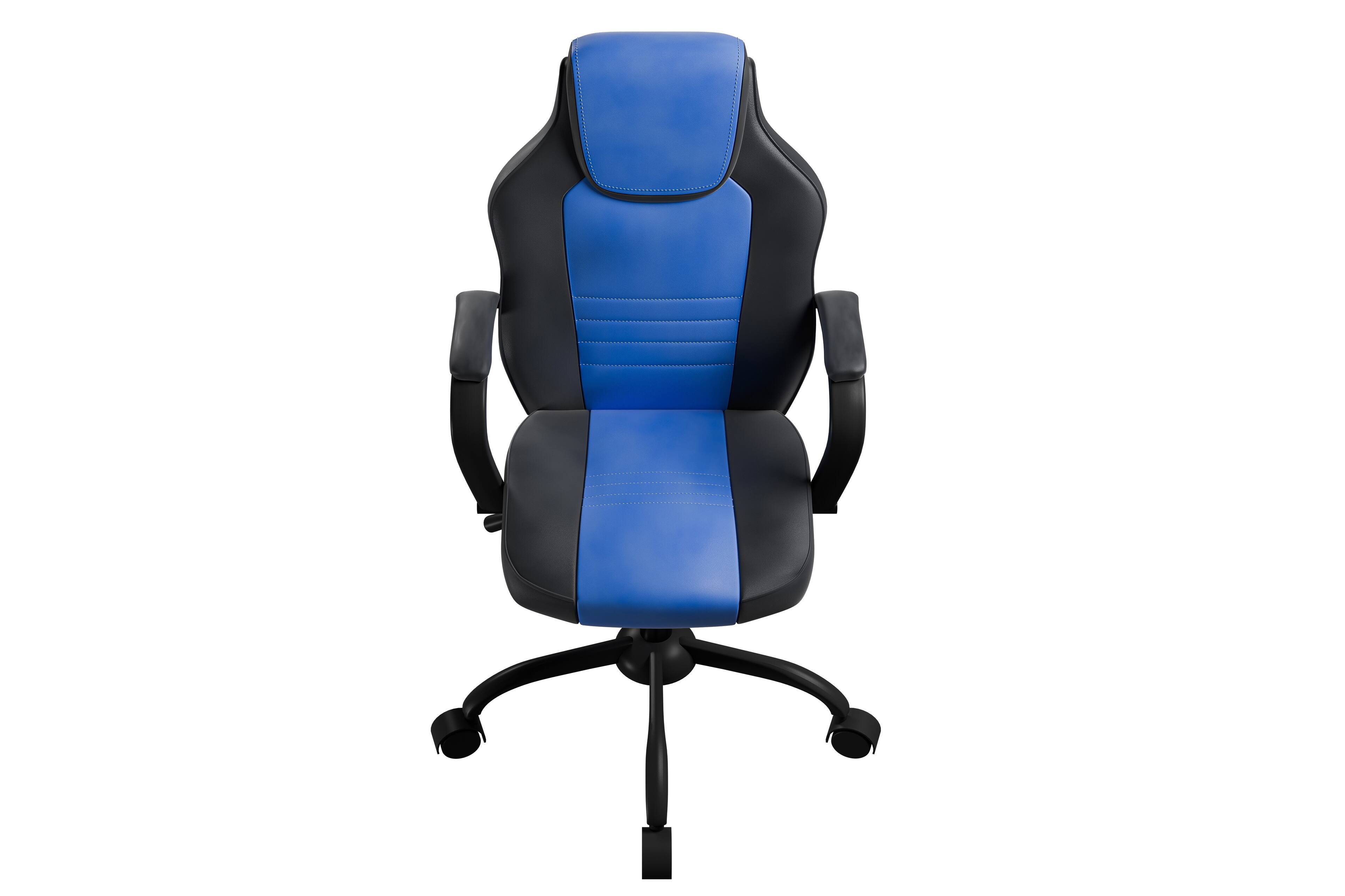 Back. Spaco - Spaco Gaming Executive Office Chair, Faux Leather Chairs Casters Plush Padded Chair with Arms Comfortable Modern Stylish - Black+Blue.