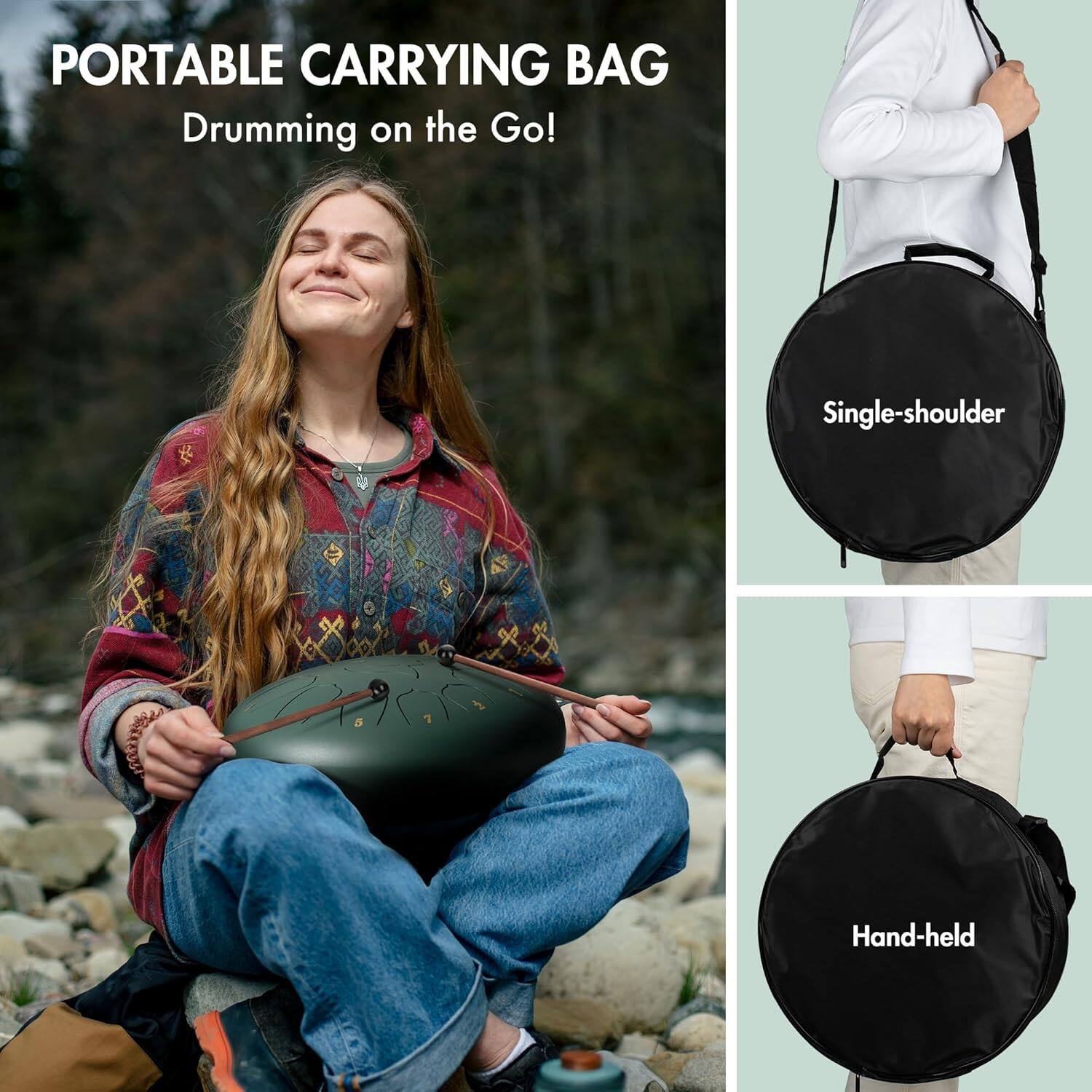PORTABLE CARRYING BAG  
Drumming on the Go!  

Single-shoulder  
Hand-held