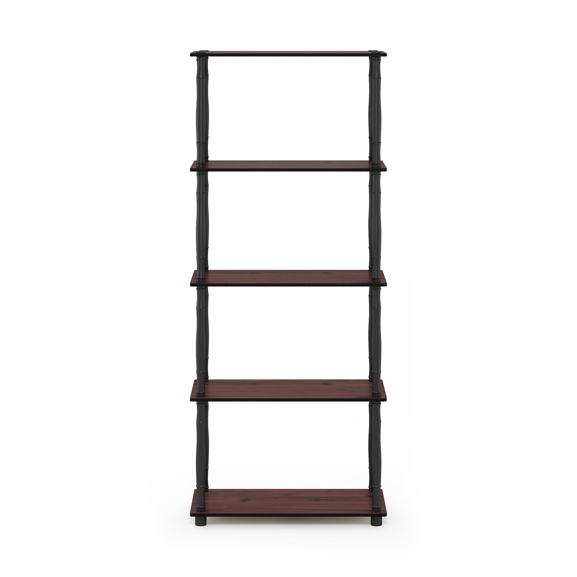 Alt View 2. Furinno - Turn-N-Tube 5-Tier Multipurpose Shelf Display Rack with Classic Tubes, Dark Cherry/Black - Dark Cherry/Black.