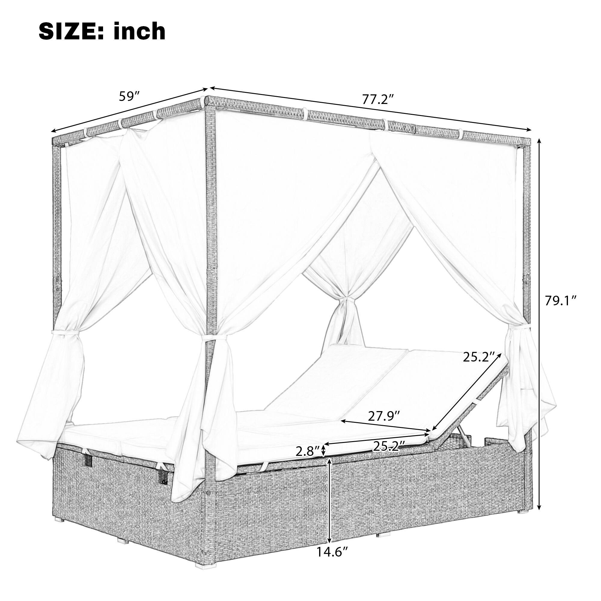 SIZE: inch  
59" 77.2" 79.1" 25.2" 27.9" 2.8" 25.2" 14.6"