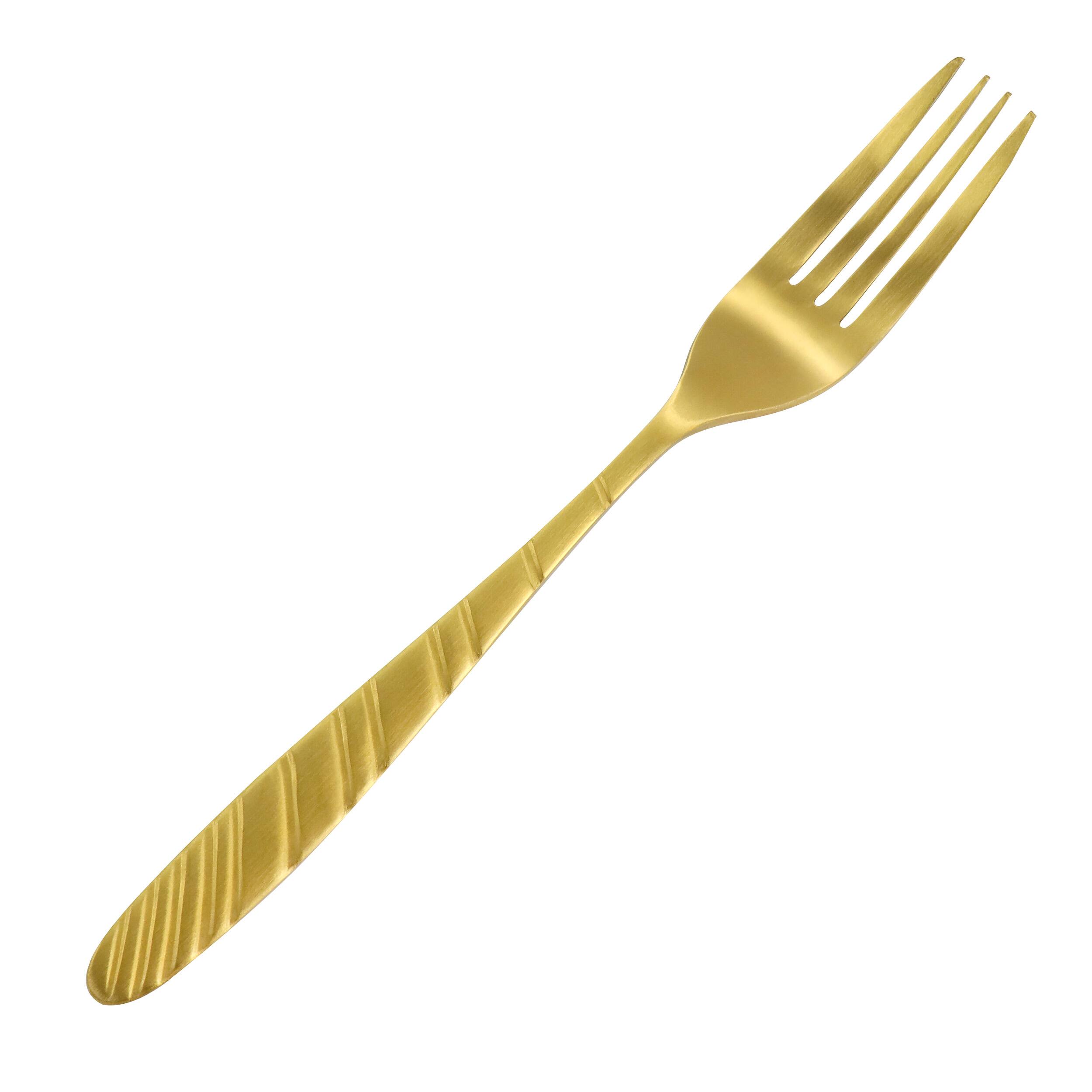 Alt View 9. MegaChef - Megachef La Vague 20 Piece Flatware Utensil Set, Stainless Steel Silverware Metal Service for 4 in Matte Gold - Gold.
