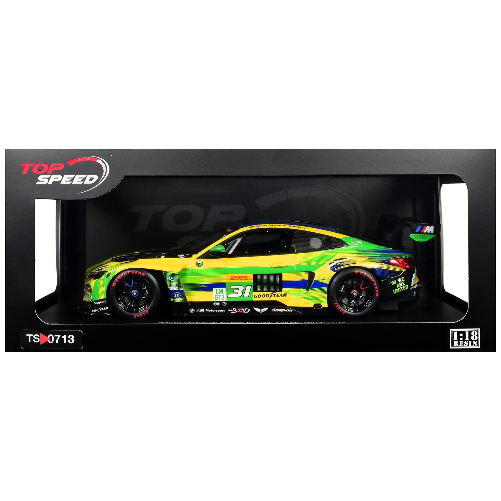 TOP SPEED  
TS 0713  
TOP STOPULATION SPAPPUS STRAMIN YEAR GOODY DHI GT3 LM 31 GOODFYEAR Support UNION YEAR M Motorsport - BEND Snapon EAGLE containstandine  
EAGLE  
M WRE GOODT YEAR 25 WE UNITED ARE  
1:18 RESIN