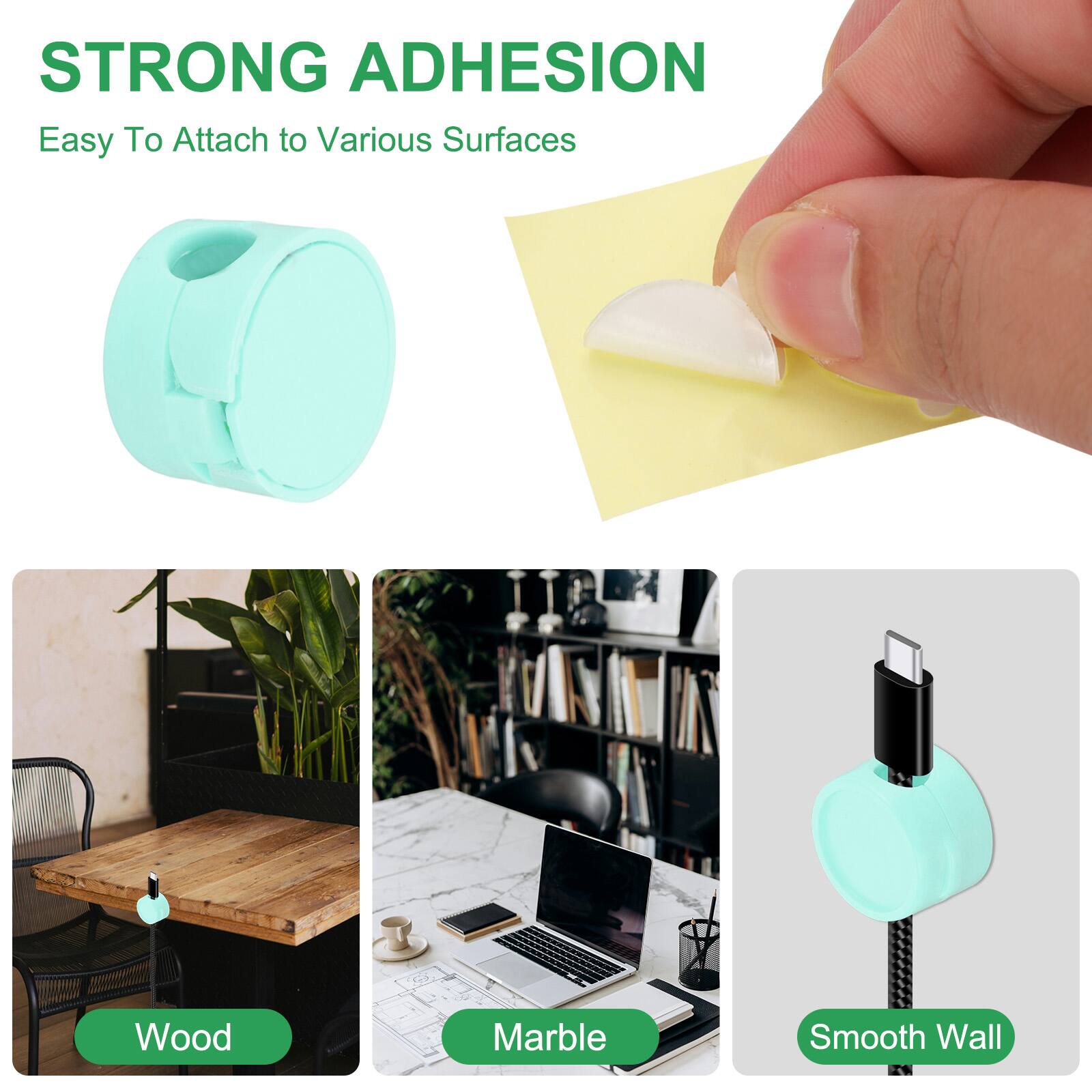 STRONG ADHESION  
Easy To Attach to Various Surfaces  

Wood  
Marble  
Smooth Wall