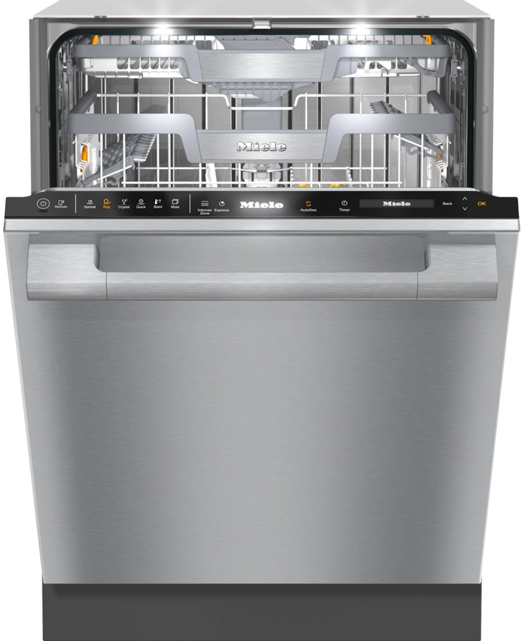 Miele Dishwasher with a stainless steel door and interior.