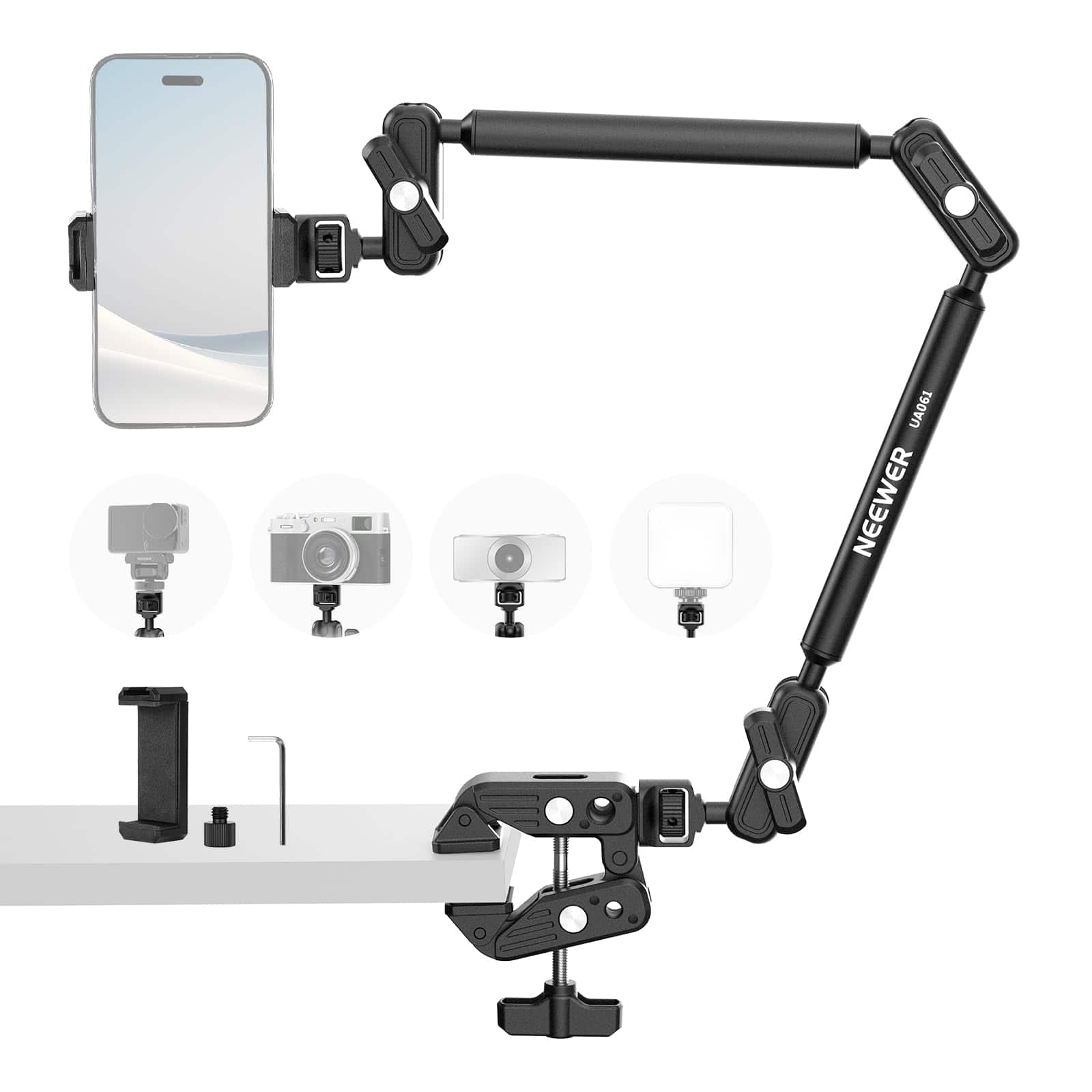 Neewer - UA061 22" Magic Arm Desk Mount w/1/4"&3/8" Threads