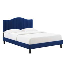 Modway - Juniper Channel Tufted Performance Velvet Full Platform Bed - Blue