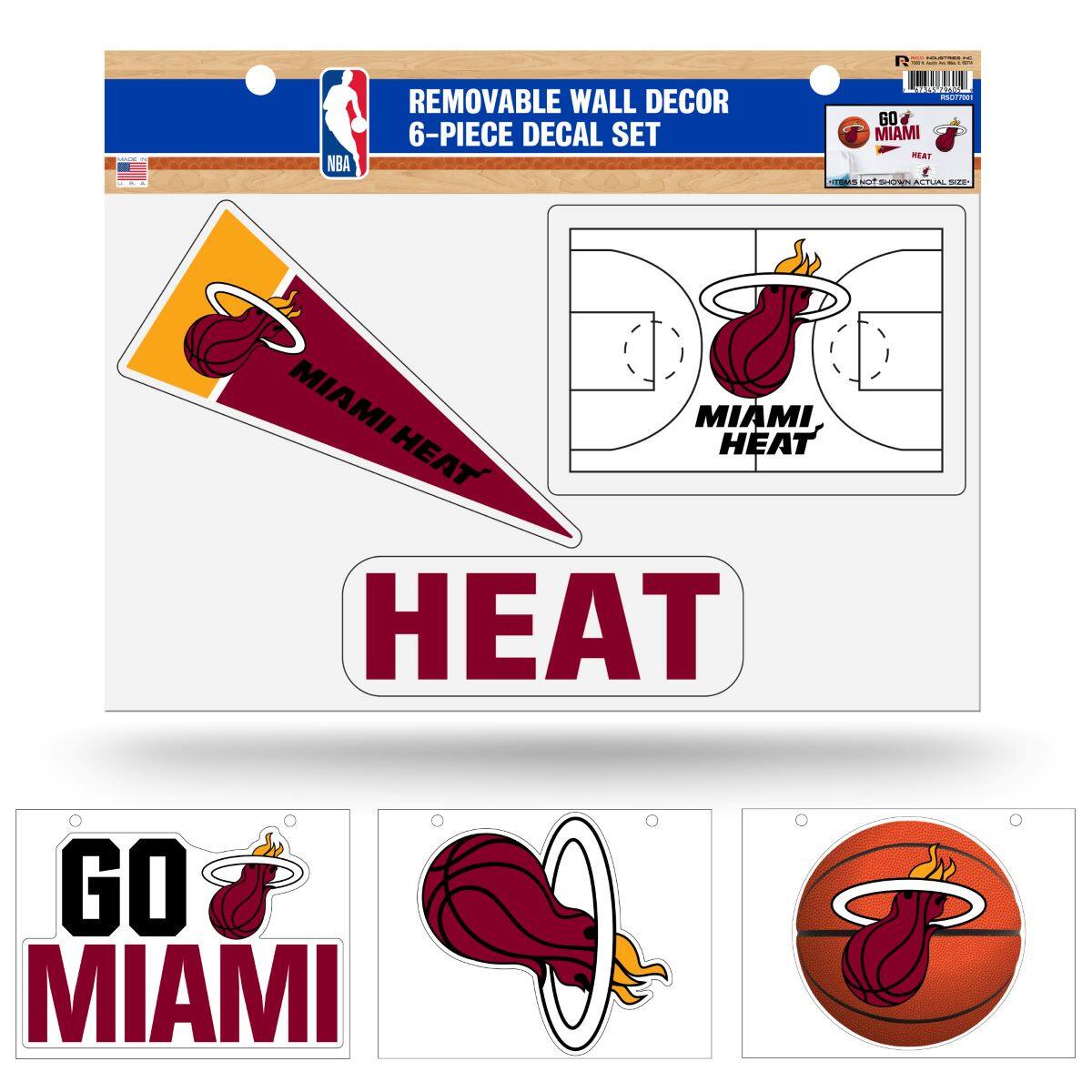 REMOVABLE WALL DECOR  
6-PIECE DECAL SET  

MIAMI HEAT  

HEAT  

GO MIAMI  

MIAMI HEAT