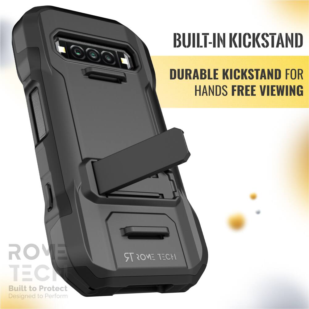 BUILT-IN KICKSTAND  
DURABLE KICKSTAND FOR HANDS FREE VIEWING  

ROVE TECH  
Built to Protect  
Designed to Perform