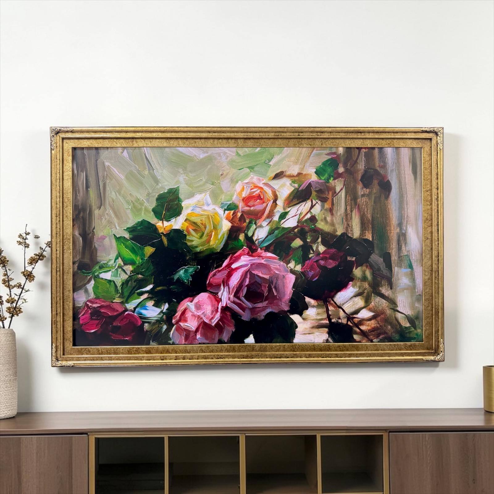 Alt View 9. LAREDO FRAME FACTORY - 65 inch Hisense Canvas TV Ornate frame, Canvas TV by Hisense - MARBLE GOLD.