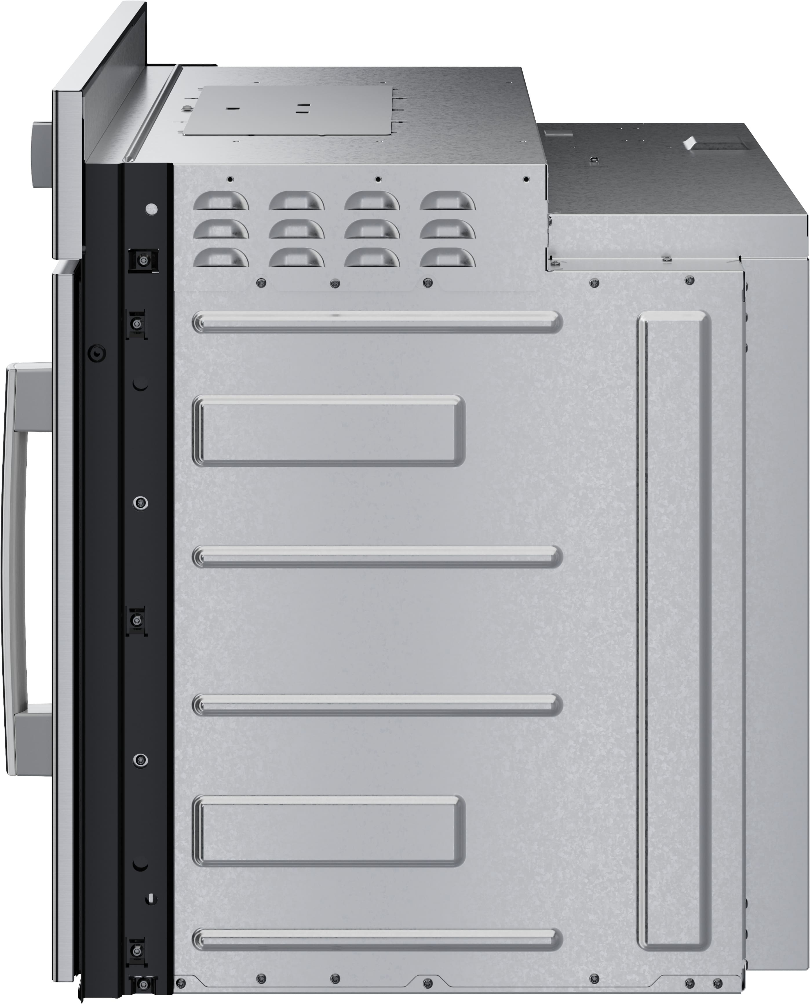 Left. Bosch - 500 Series 30" 4.6 Cu. Ft. Built-In Single Electric True Convection Wall Oven with Left Opening Door - Stainless Steel.