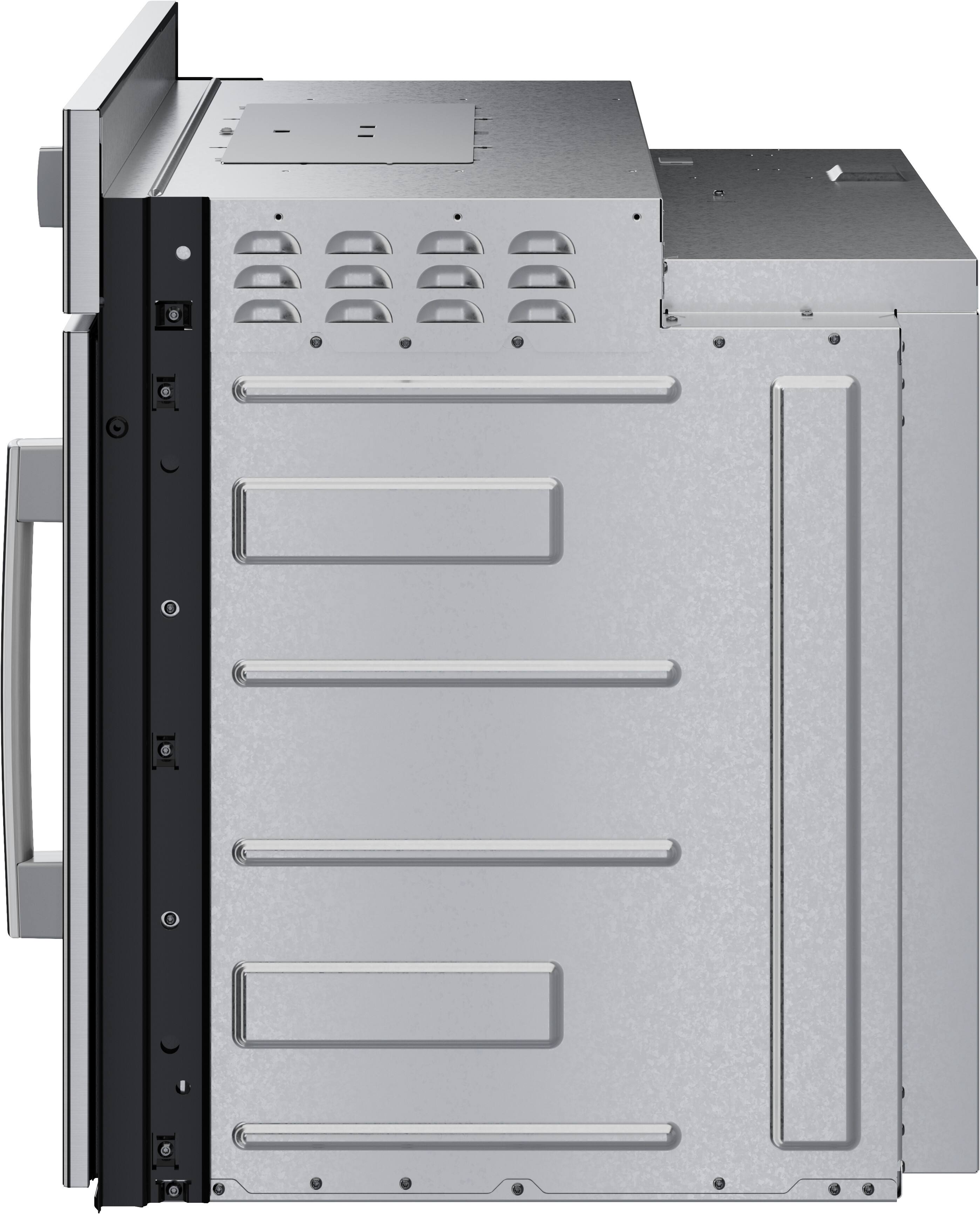 Left. Bosch - 500 Series 30" 4.6 Cu. Ft. Built-In Single Electric True Convection Wall Oven with Left Opening Door - Stainless Steel.