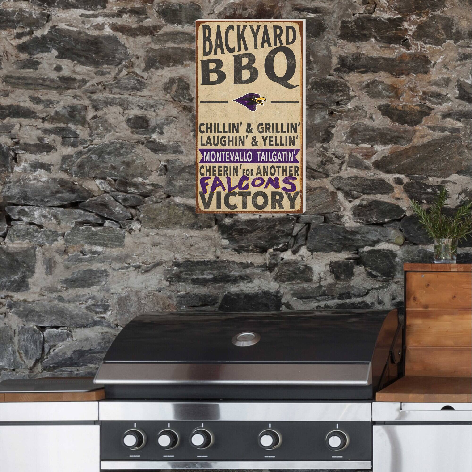 BACKYARD BBQ

CHILLIN' & GRILLIN'  
LAUGHIN' & YELLIN'  
MONTEVALLO TAILGATIN'  
CHEERIN' FOR ANOTHER  
FALCONS VICTORY