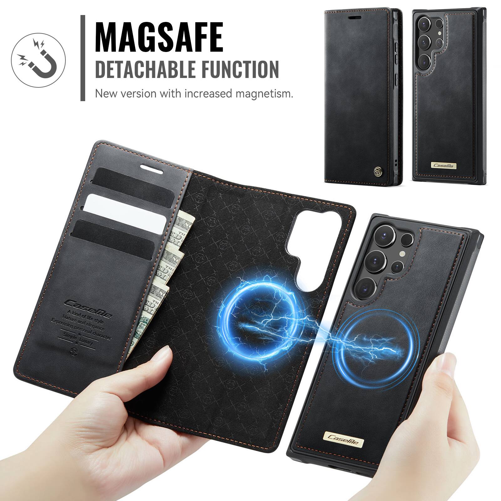 MAGSAFE DETACHABLE FUNCTION  
New version with increased magnetism.  

Caselile  
Expressing Nature  
CaseMe A kind of life style personal posple Simple yources dender  

THE  
Caselile