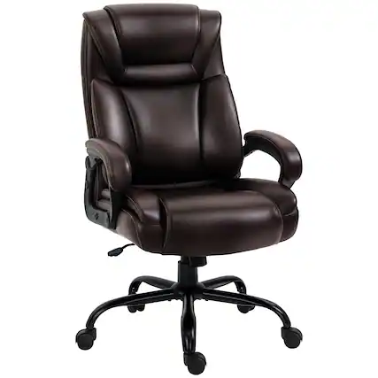 Front. Vinsetto - Big and Tall 400lbs Executive Office Chair with Wide Seat, High Back Leather Computer Desk Chair - Brown.