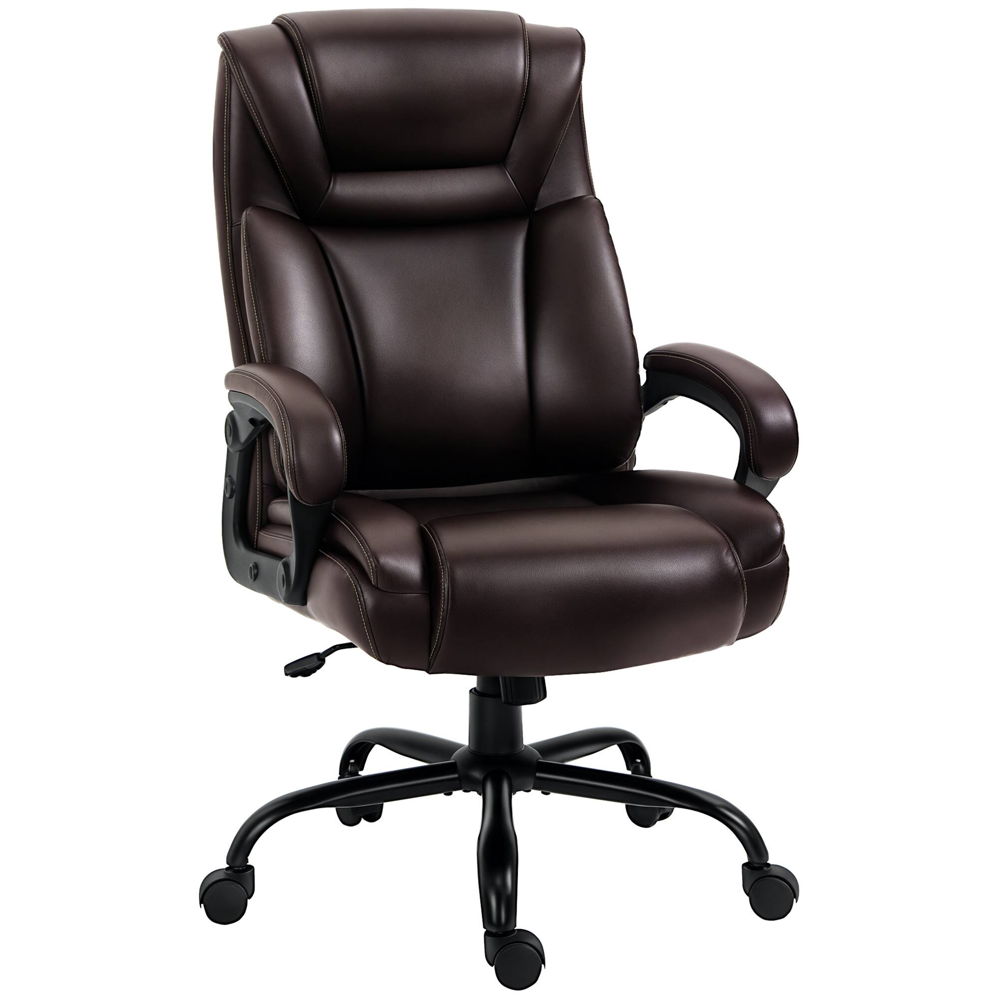 Front. Vinsetto - ​​Big and Tall 400lbs Executive Office Chair with Wide Seat, High Back Leather Computer Desk Chair​​ - Brown.