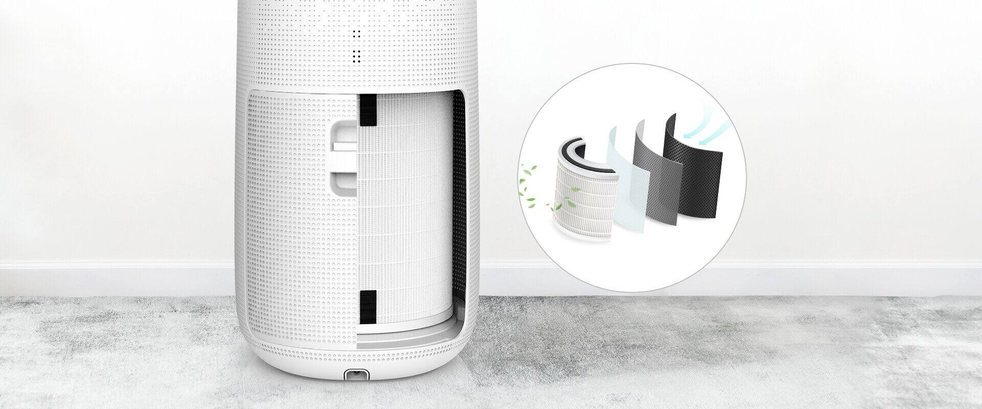 Alt View 7. JS Innovations - JS Complete 5-in-1 SMART Ionic Air Purifier & Odour Eliminator - Built-in UV-C Germicidal lamp - APP Enabled – 540 sqft - White.