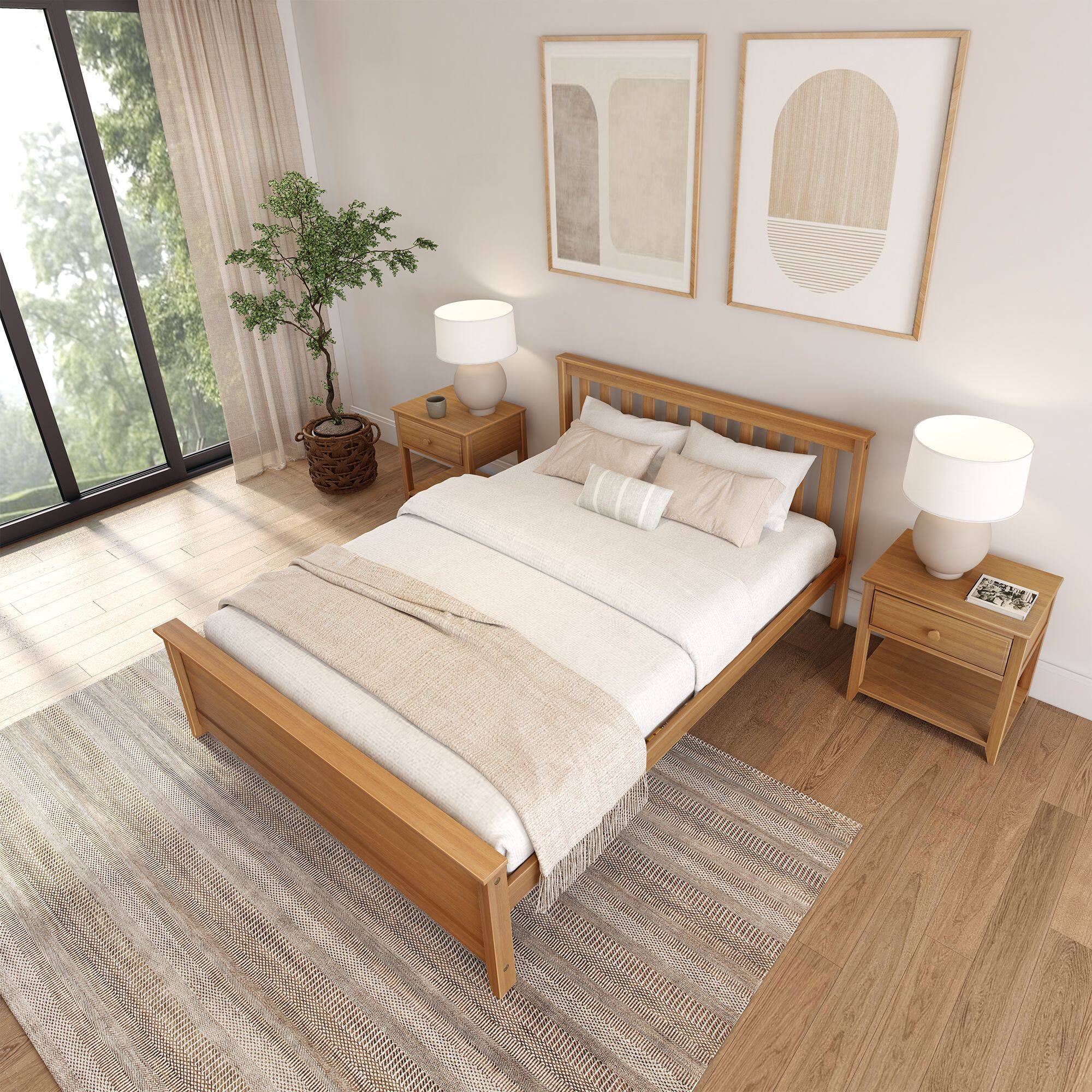Alt View 3. Plank+Beam - Classic Queen Bed, Pecan - Pecan.