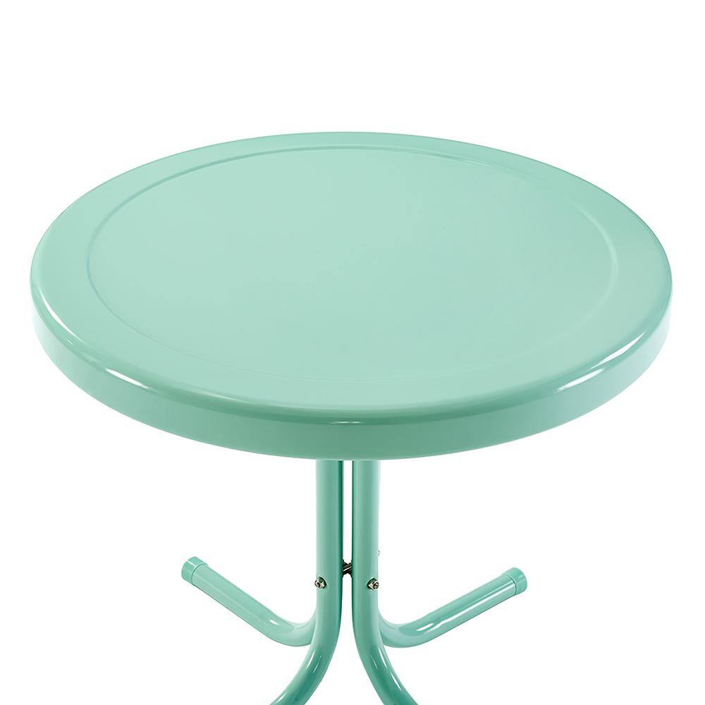 Angle. Crosley Furniture - Griffith Retro Outdoor Side Table - Aqua Gloss.
