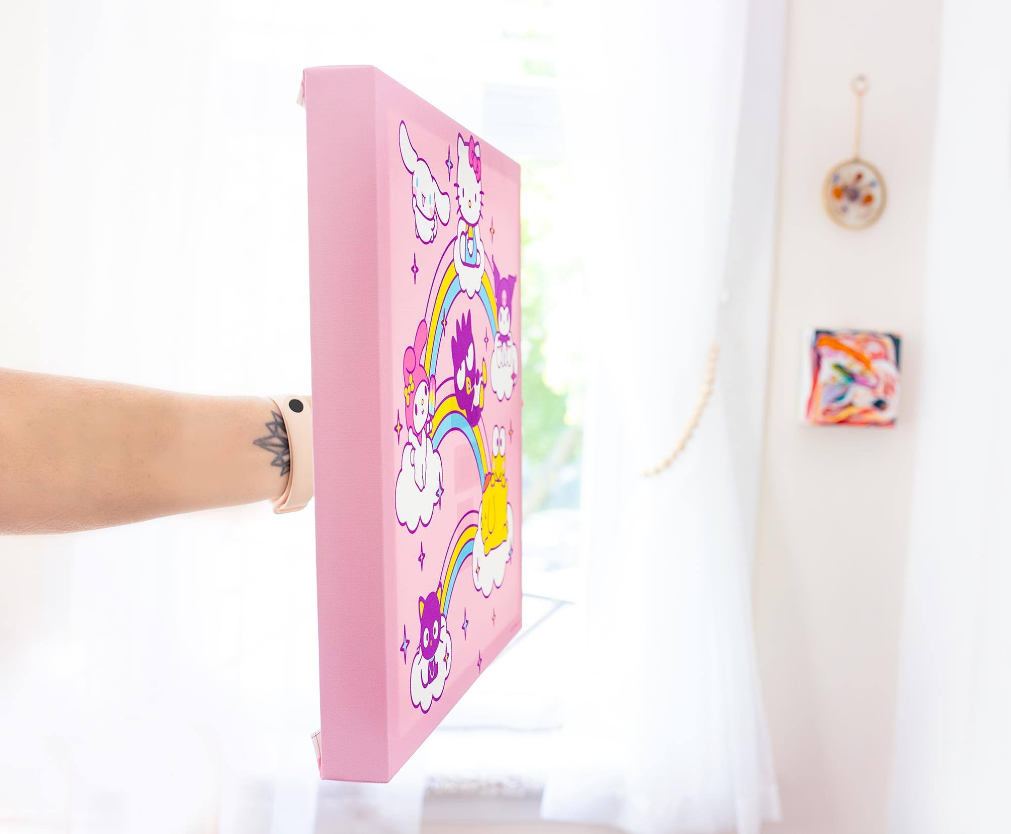 Alt View 3. Silver Buffalo - Sanrio Hello Kitty and Friends Rainbows Canvas Wall Art | 12 x 12 Inches - Pink.