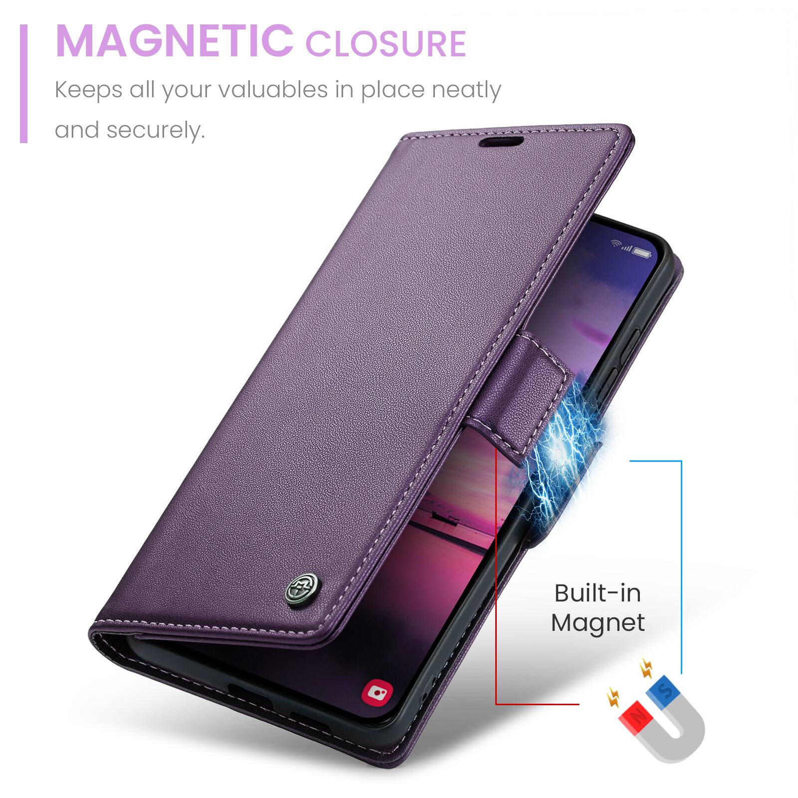 MAGNETIC CLOSURE  
Keeps all your valuables in place neatly and securely.  
Built-in Magnet
