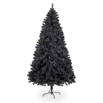 Front. Winado - 7.5FT Christmas Tree Artificial with Branch Tips, Lights, Remote Control for Indoor Outdoor Holiday Party Decoration - Black.