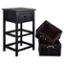 Alt View 14. Costway - Black Night Stand 3 Tiers 1 Drawer Bedside End Table Organizer Wood with 2 Baskets - Black.