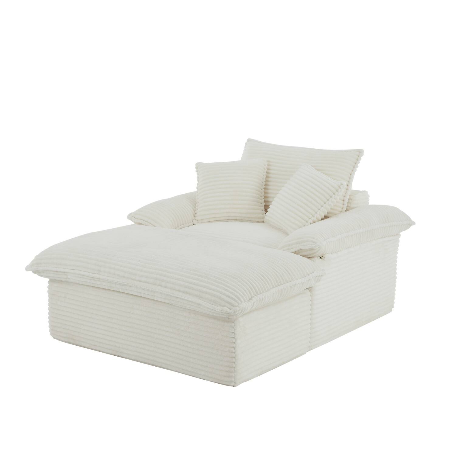 Front. Z-Edge - 52" cushioned compression sofa with unique footrest design, lounge chair for any room or office -White - white.