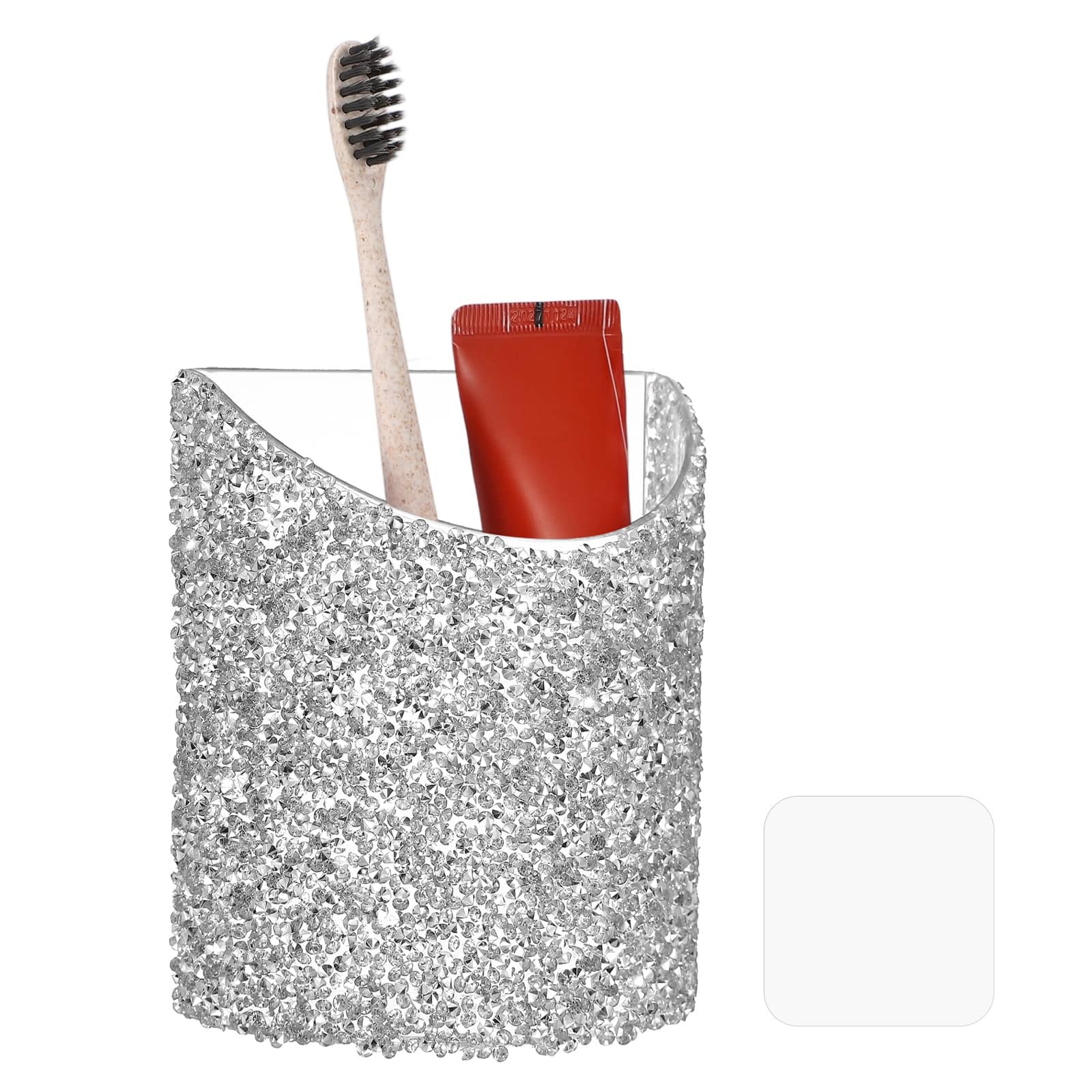 Unique Bargains - 4.3 x 4.7 inch Wall-Mounted Makeup Brush Holder with Clear for Makeup Pencils, for Dressing Table or Bathroom Wall - Silver price history on PriceWatchPro