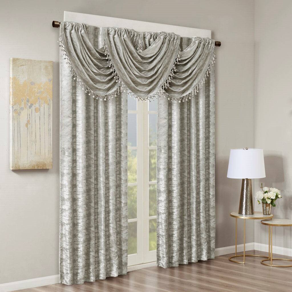 Alt View 8. BreeBe - Jacquard Lined Total Blackout Rod Pocket/Back Tab Curtain Panel(Only 1 Pc Panel) - Grey, Silver.
