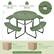 Table Max Capacity: 300 lbs
Each Seat Max Weight: 500 lbs
Dimensions:
- Diameter: 43"
- Height: 30"
- Seat Width: 38"
- Seat Depth: 19"
- Table to Seat Distance: 75"
- Hole Diameter: 1.9"
Box 1: Includes table and bench panels
Box 2: Includes steel frame and hardware
Note: The 2 boxes may arrive in different time