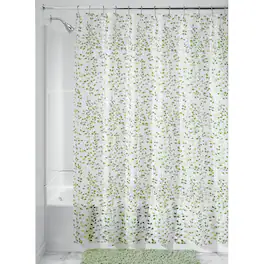 iDesign - 72 in. H X 72 in. W Green and White Vines Shower Curtain PEVA - Green | White