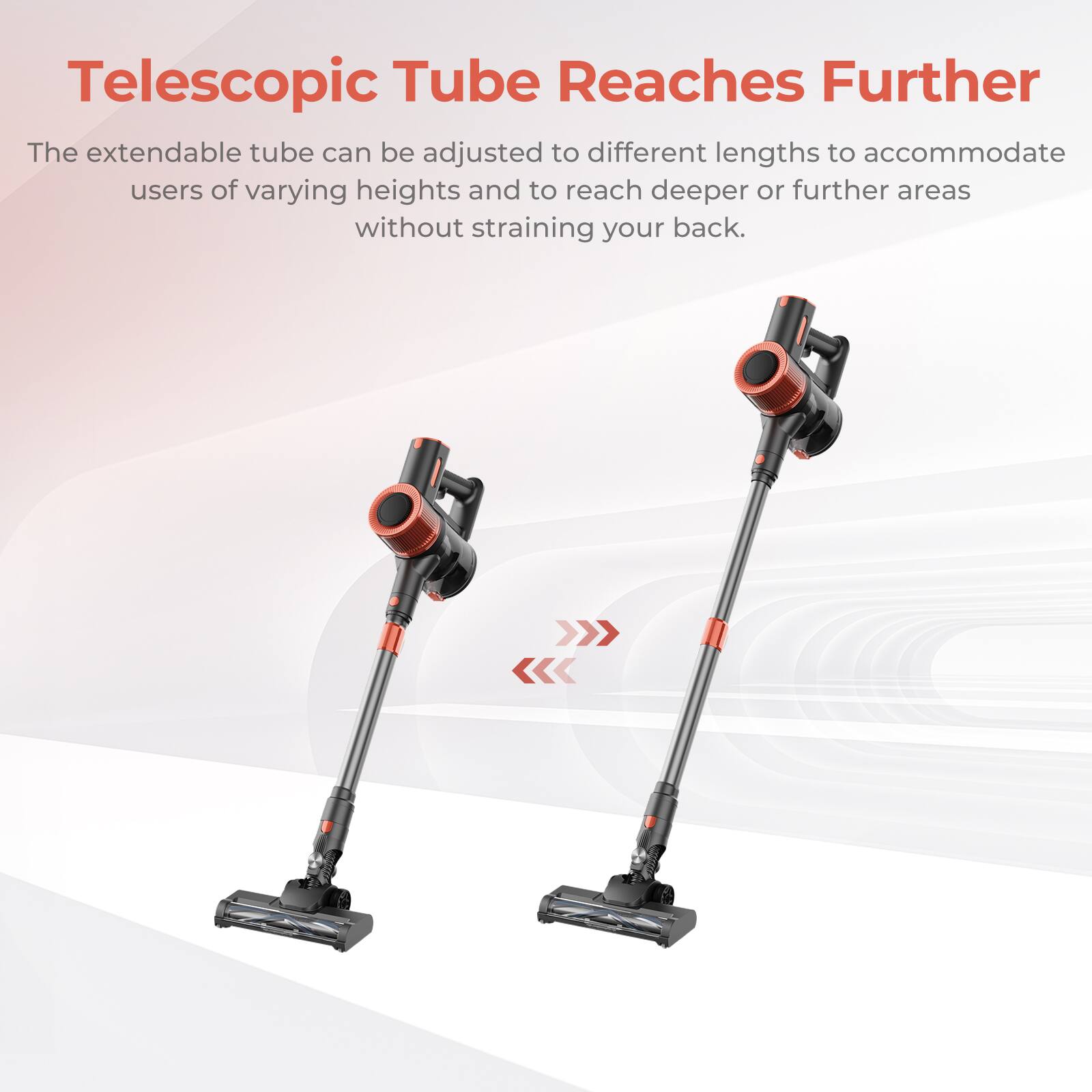 Telescopic Tube Reaches Further: The extendable tube can be adjusted to different lengths to accommodate users of varying heights and to reach deeper or further areas without straining your back.